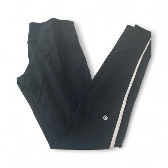 Lululemon Black Leggings with Stripe sz 6 - Picture 1 of 5